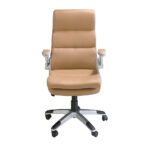 Brown leatherette swivel office chair