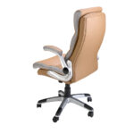 Brown leatherette swivel office chair