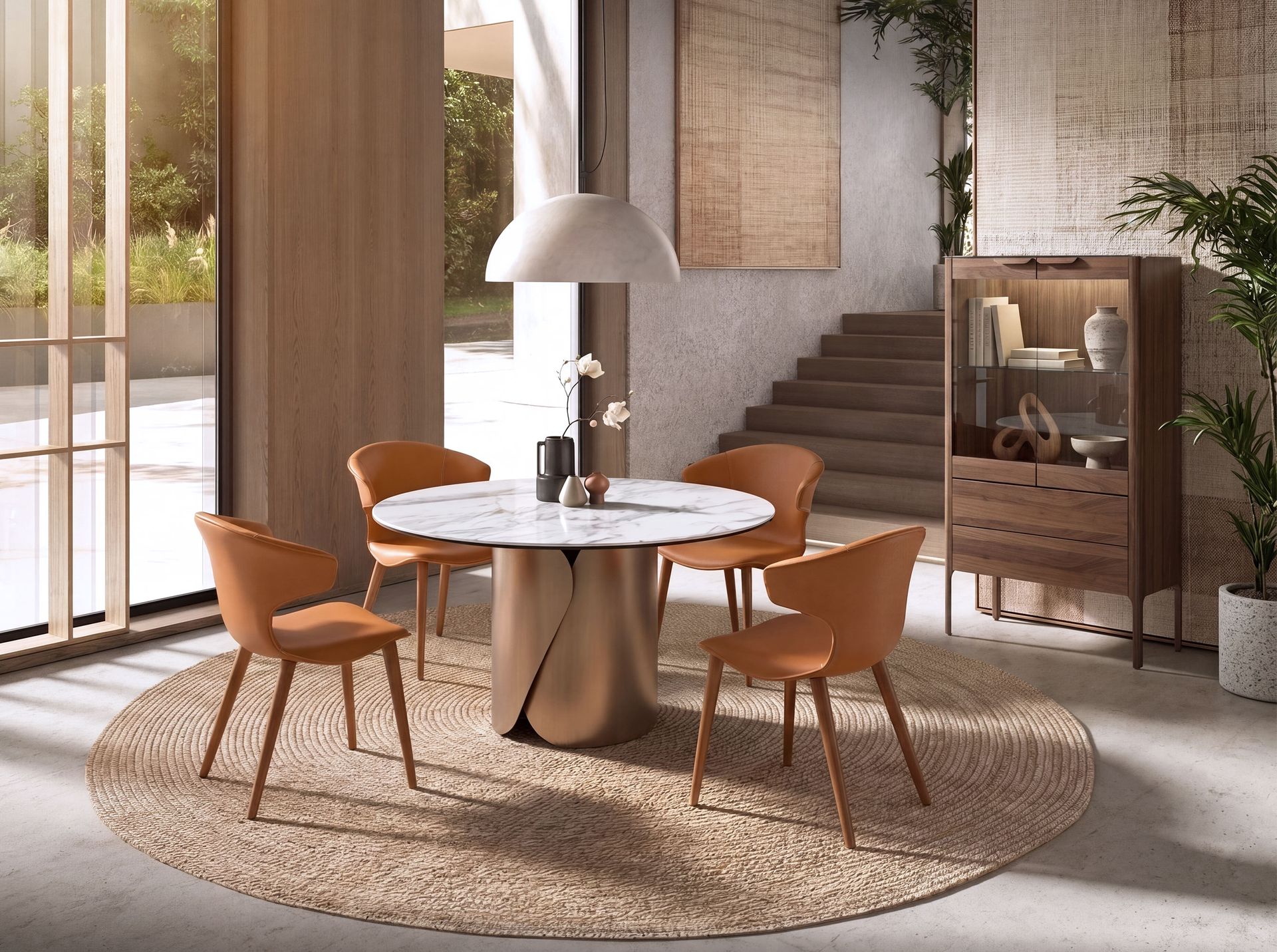 Chaise en cuir régénéré orange Chaise en cuir régénéré orange