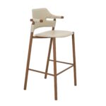 Hocker aus regeneriertem Leder in Sandfarbe
