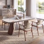 Hocker aus regeneriertem Leder in Sandfarbe