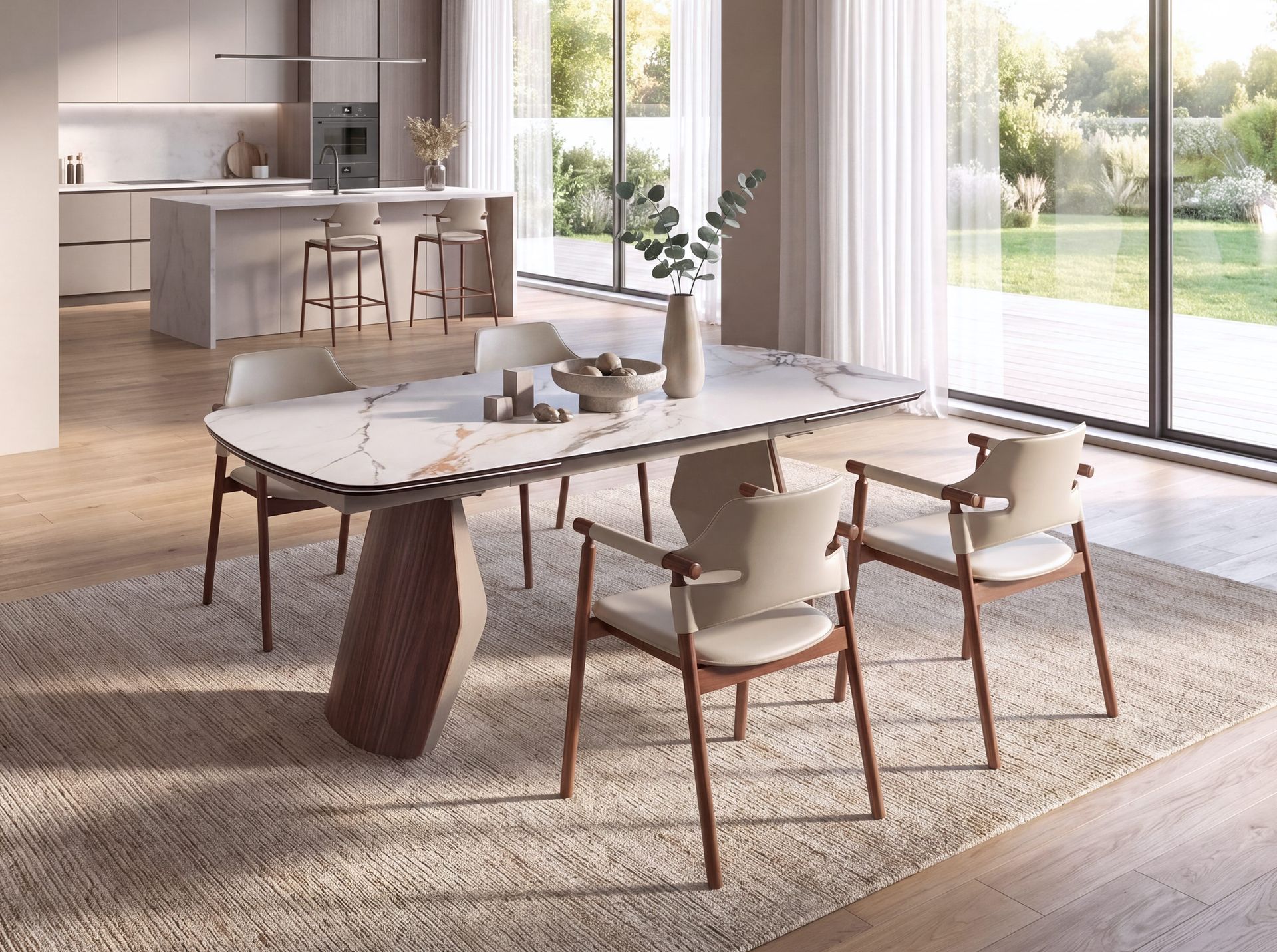 Hocker aus regeneriertem Leder in Sandfarbe Hocker aus regeneriertem Leder in Sandfarbe