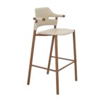 Hocker aus regeneriertem Leder in Sandfarbe