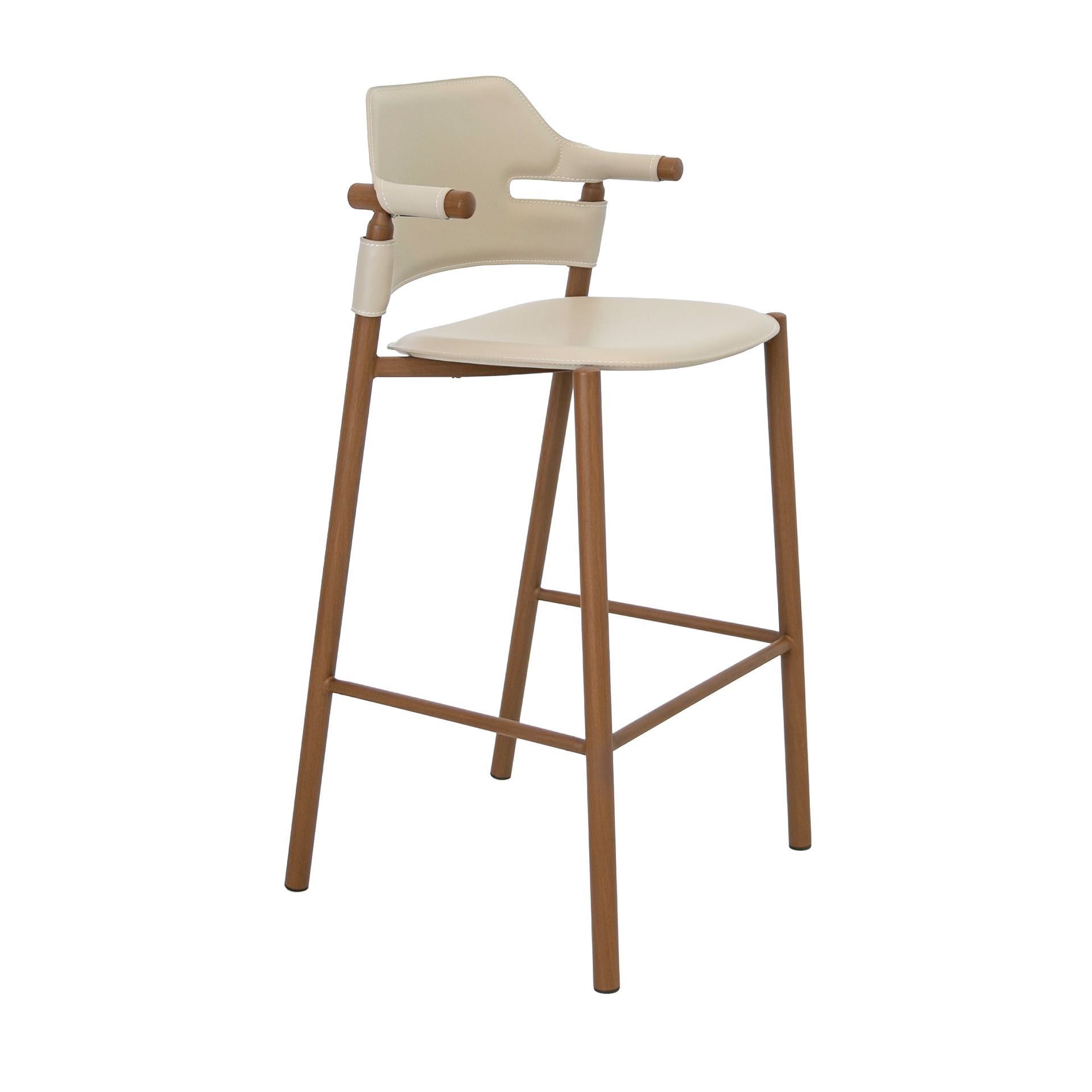 Hocker aus regeneriertem Leder in Sandfarbe Hocker aus regeneriertem Leder in Sandfarbe