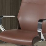 Swivel office chair in chocolate brown leatherette