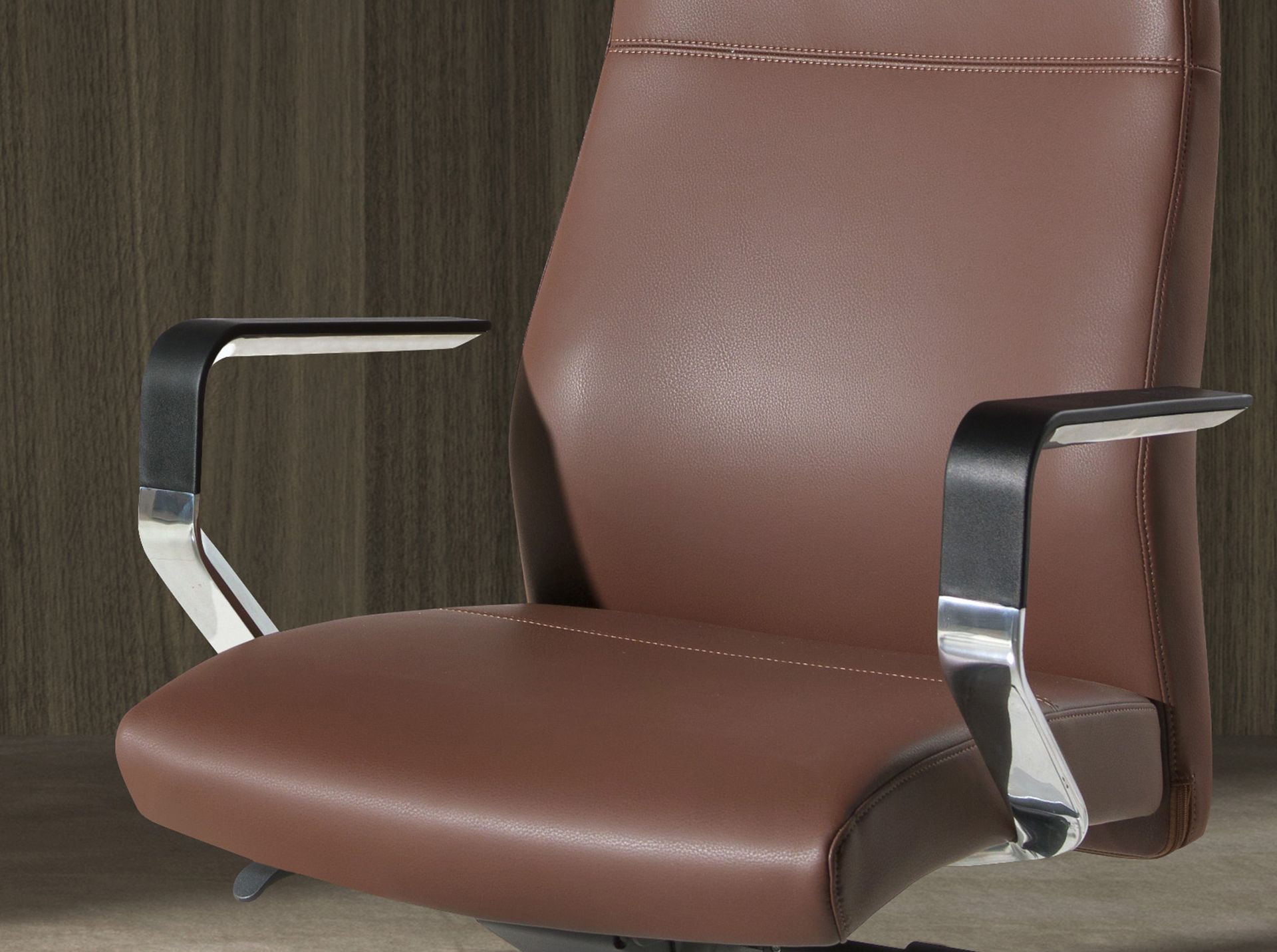 Swivel office chair in chocolate brown leatherette Swivel office chair in chocolate brown leatherette