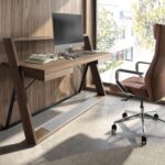 Swivel office chair in chocolate brown leatherette