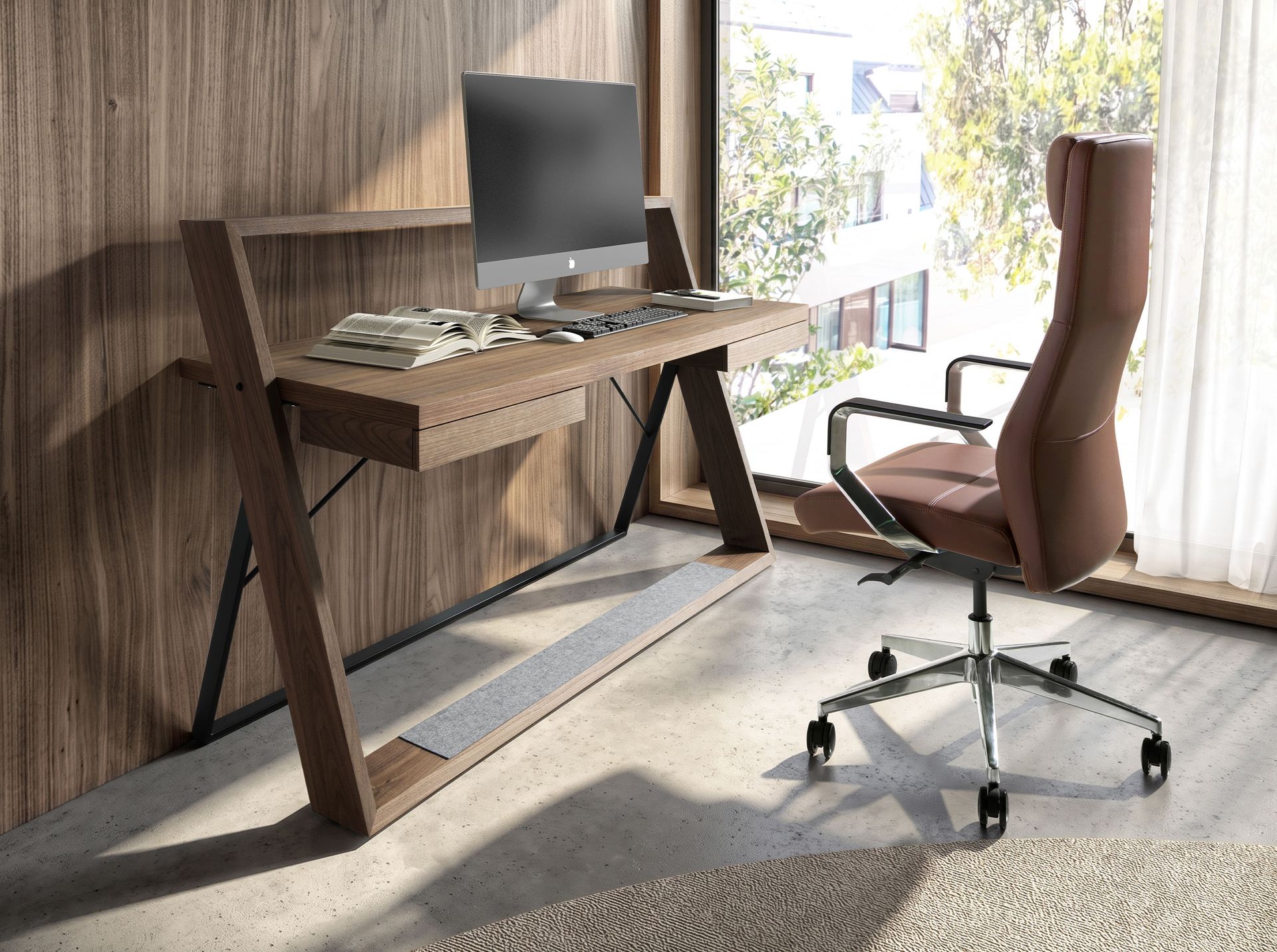 Swivel office chair in chocolate brown leatherette Swivel office chair in chocolate brown leatherette