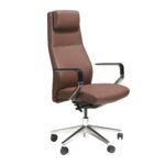 Swivel office chair in chocolate brown leatherette