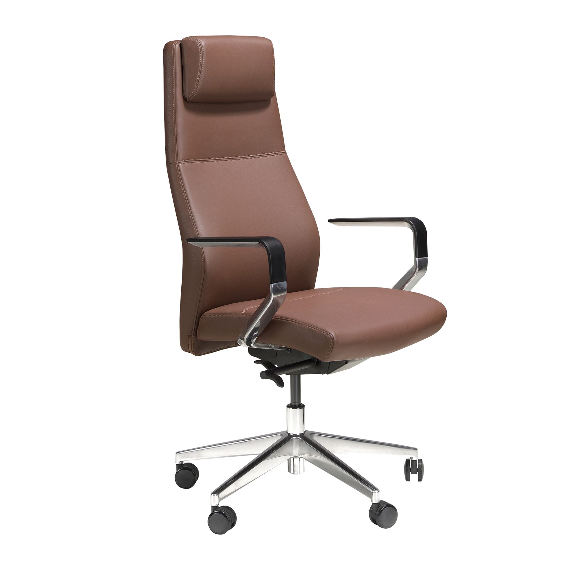 Swivel office chair in chocolate brown leatherette Swivel office chair in chocolate brown leatherette