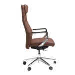 Swivel office chair in chocolate brown leatherette