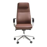 Swivel office chair in chocolate brown leatherette