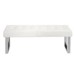 Upholstered bench in leatherette and chrome steel