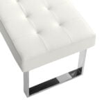 Upholstered bench in leatherette and chrome steel