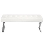 Upholstered bench in leatherette and chrome steel