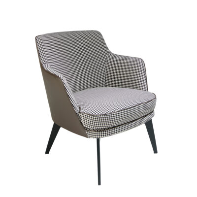 Sillón tela blanco y negro y polipiel marrón chocolate armchair - Angel Cerda