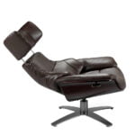 Swivel armchair upholstered in leather with relax mechanism