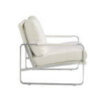 Upholstered armchair with stainless steel frame