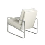 Upholstered armchair with stainless steel frame