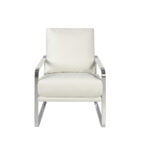 Upholstered armchair with stainless steel frame