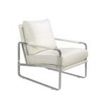 Upholstered armchair with stainless steel frame