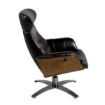 Swivel relax armchair upholstered in leather