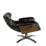 Swivel relax armchair upholstered in leather