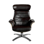 Swivel relax armchair upholstered in leather