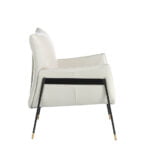 Armchair upholstered in leather and black steel legs