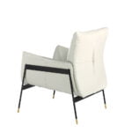 Armchair upholstered in leather and black steel legs