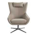 Swivel armchair with leatherette upholstered cushion