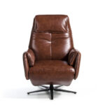 Swivel double relax armchair upholstered in leather