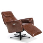 Swivel double relax armchair upholstered in leather