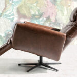 Swivel double relax armchair upholstered in leather