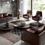 Swivel double relax armchair upholstered in leather