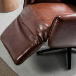 Swivel double relax armchair upholstered in leather