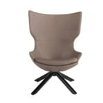 Swivel armchair with cushion upholstered in leatherette