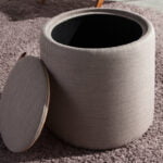 Puff rembourré en tissu gris