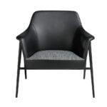 Upholstered fabric and eco-leather armchair with black steel structure