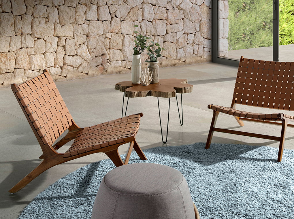 Solid teak wood armchair with natural color leather framework Solid teak wood armchair with natural color leather framework
