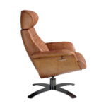 Leather upholstered swivel relax armchair