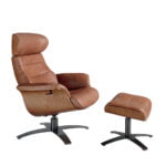 Leather upholstered swivel relax armchair