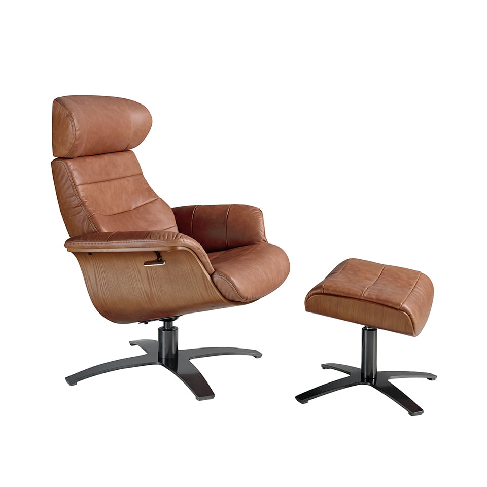 Leather upholstered swivel ottoman Leather upholstered swivel ottoman