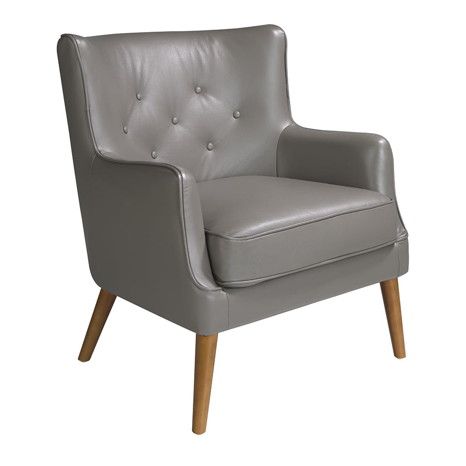 Upholstered leather armchair with capitonné upholstery