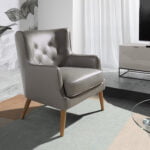 Fauteuil Chester en cuir gris foncé