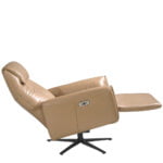 Swivel double relax armchair upholstered in leather