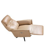 Swivel double relax armchair upholstered in leather