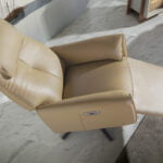 Swivel double relax armchair upholstered in leather