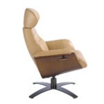 Fauteuil pivotant Relax tapissé en cuir sable