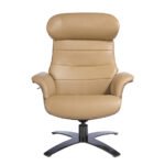 Relax swivel armchair upholstered in sand leather